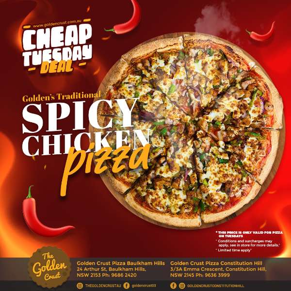 Golden's Traditional Spicy Chicken Pizza