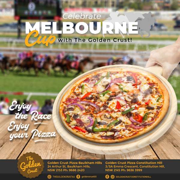 Let's celebrate #MelbourneCup with The Golden Crust today!