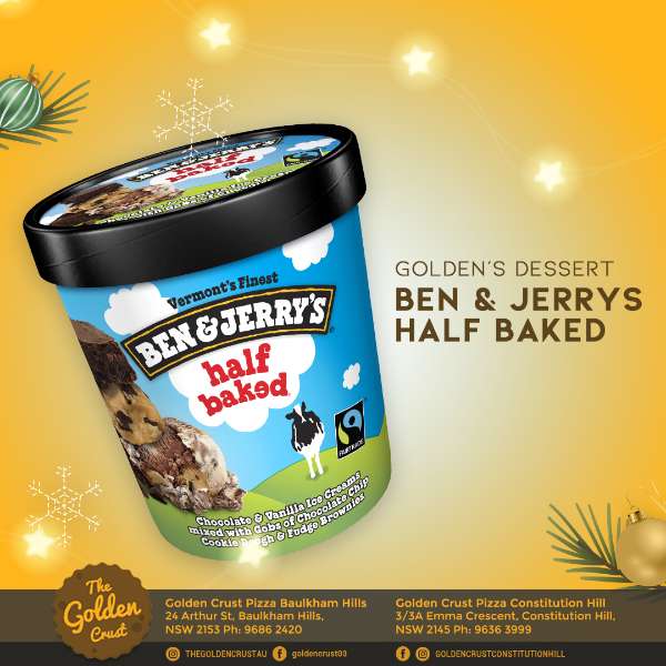 Golden's Dessert Ben and Jerry's Half Baked Ice Cream