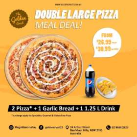 DOUBLE MEAL DEAL - PIZZA, GARLIC BREAD, LARGE DRINK