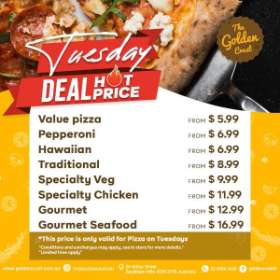 GOLDEN CRUST TUESDAY PIZZA DEAL!