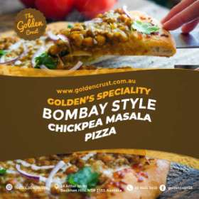 GOLDEN CRUST'S BOMBAY STYLE CHICKPEA MASALA PIZZA