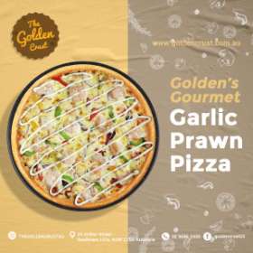 GOLDEN CRUST GOURMET: GARLIC PRAWN PIZZA