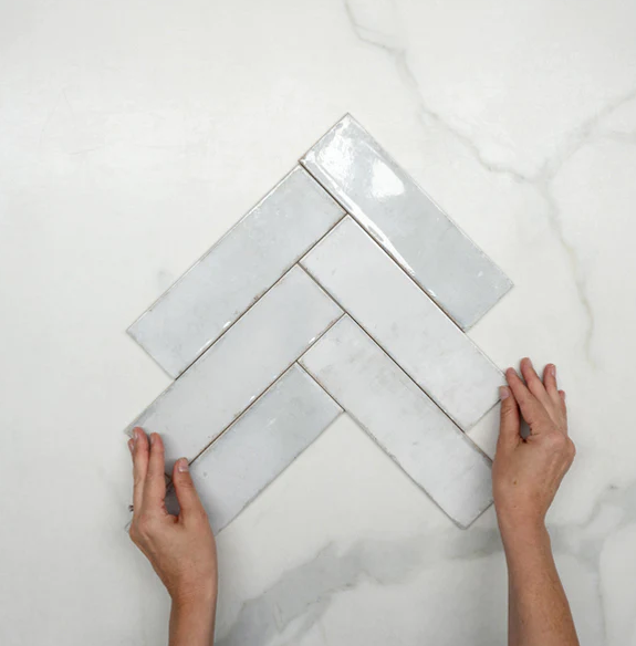 Pearl White Leon Spanish Subway Tile Gloss 69 x 240mm Ceramic