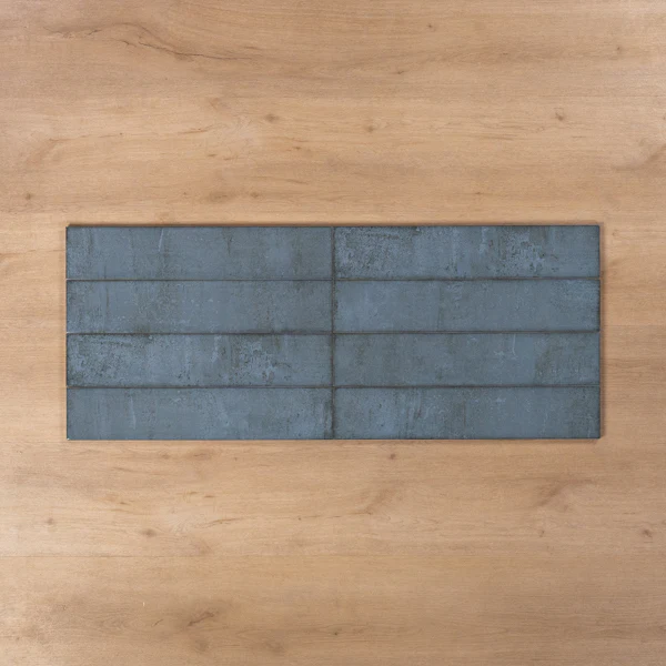Tenerife Blue Gloss Cushioned Edge Ceramic Tile 107x530mm
