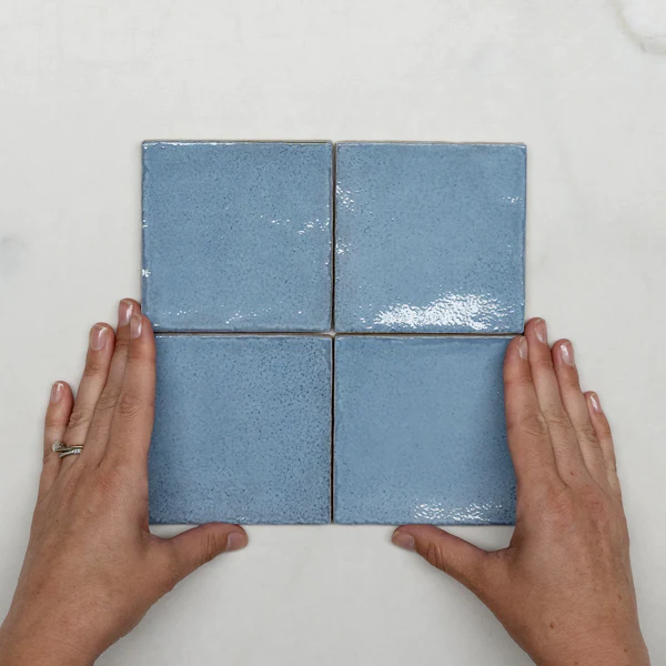 Ash Blue Dianna Zellige Tile 100 x 100 x 9mm Spanish Ceramic