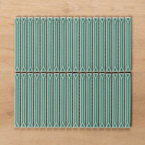 Castaways Frosty Mint Gloss Kit Kat Porcelain Mosaic Tile 15x145mm
