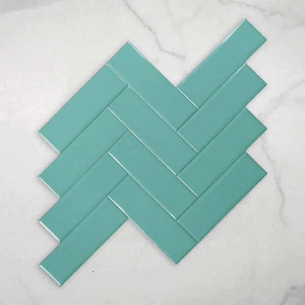 Coolum Green Gloss Cushioned Edge Ceramic Tile 82x257mm