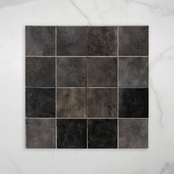 Madrid Scored Charcoal Gloss Cushioned Edge Ceramic Wall Tile 243x243mm