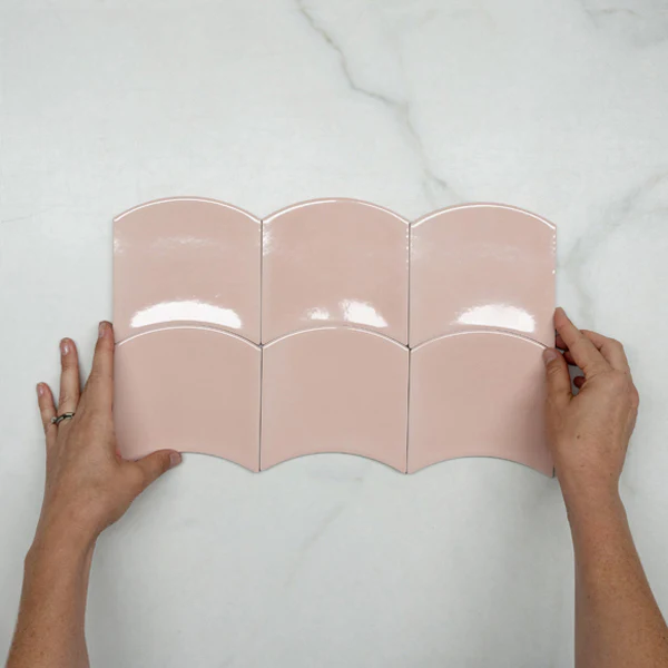 Pink Layne Waves Feature Tile 120 x 120 x 6mm Ceramic