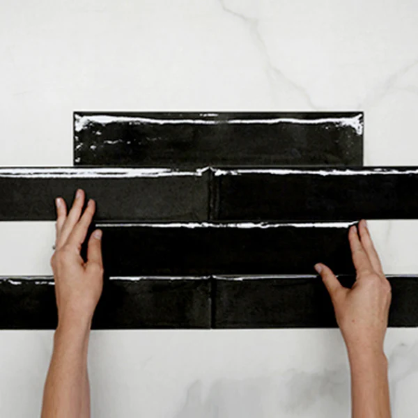 Nero Theo Subway Tile 75 x 400mm Italian Porcelain
