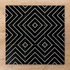 Henley Chevron Black Matt Rectified Porcelain Tile 200x200mm