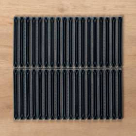 Castaways Midnight Black Gloss Kit Kat Porcelain Mosaic Tile 15x145mm