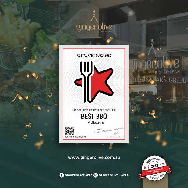 Ginger Olive Receives Recognition as Best BBQ in Melbourne 2023 by Restaurant Guru