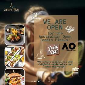 Whether you crave a bite before the final match or a drink or two after a day on the courts, Ginger Olive has you covered with mouthwatering steaks, ribs, and grills! - Ginger Olive Restaurant and Grill
