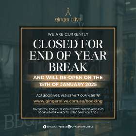 To Our Valued Customers, Please be advised that Ginger Olive will be taking a short break, and we will be ready to welcome you back on January 15, 2025