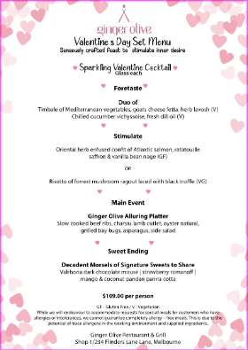 Valentine's Day Set Menu