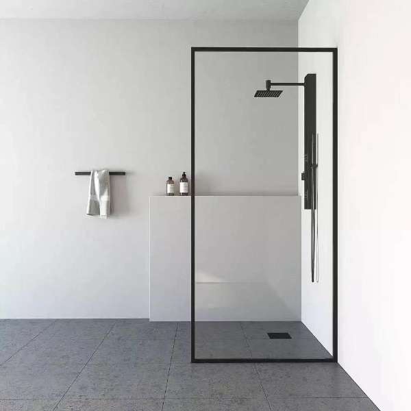Milano Framed Fixed Panel Shower Screen Matte Black