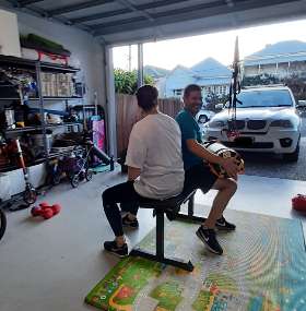 Training Session at Home garage - Riddlock Brisbane Personal trainers