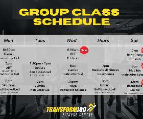 Recently Updated Schedule - Transform 180 Fitness Centre