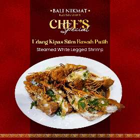 Udang Kipas Stim Bawah Putih - Bali Nikmat Resto Kuta