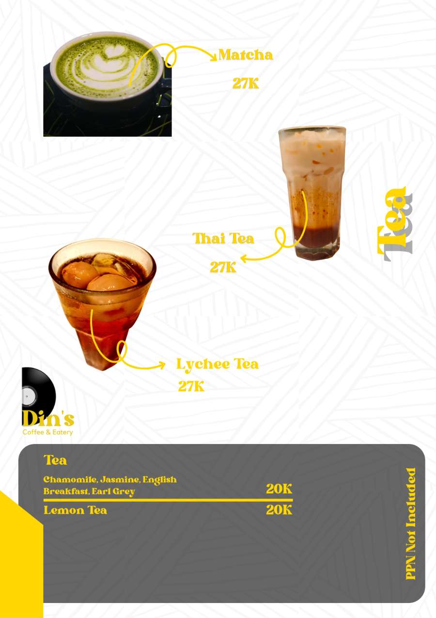 Din's Coffee & Eatery - Menu - Tea