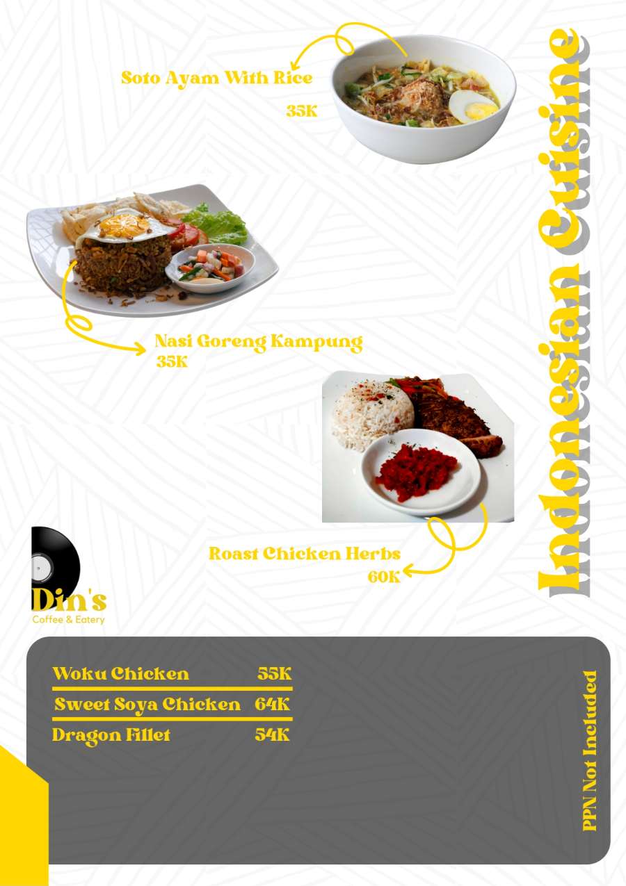 Din's Coffee & Eatery - Menu - Indonesian Cuisine