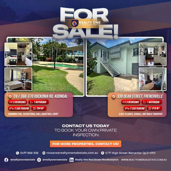 For sale - 24/366-370 Rockonia Rd, Koongal & 338 Dean St, Frenchville
