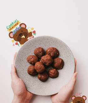 A plate of Honeybear’s choco almond cookies are ready to accompany your work and activities today | Honeybear Bakery
