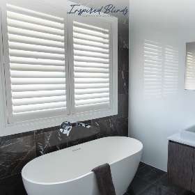 Transform your bathroom into a serene retreat with our plantation shutters | Inspired Blinds Shutters and Awnings