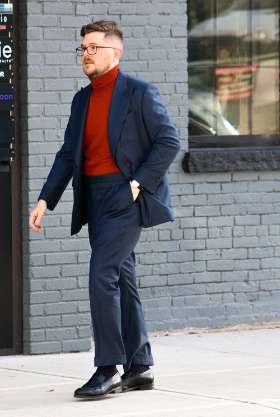 Navy Coat Turtleneck - Berez Private Tailor