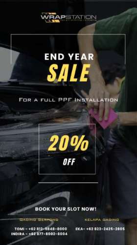 Promo 20% Diskon Full Paint Protection Film (PPF) di Wrap Station