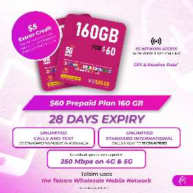 Telsim $60 5G Prepaid Plan 160 GB