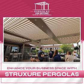 Transform your commercial outdoor areas with the versatile and stylish StruXure Pergola X ┃Pergolas San Antonio
