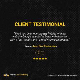Top4 Client's Testimonial by Ramin from Arian Film Productions | Top4 Marketing