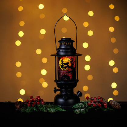 Smoky Halloween Lantern with Moon and Witch