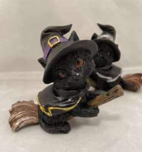 Witchy Cat on Magical Broomstick