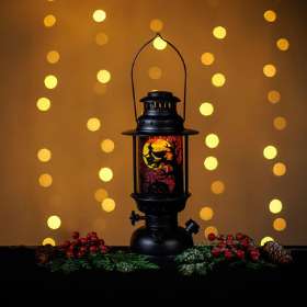 Smoky Halloween Lantern with Moon and Witch
