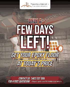 only a few days left to get epoxy floor at current price!