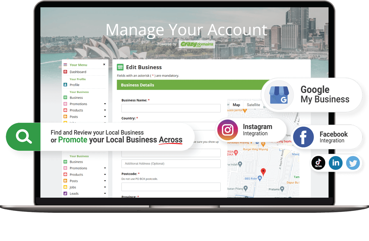 Complete your business information in your local Business Directory